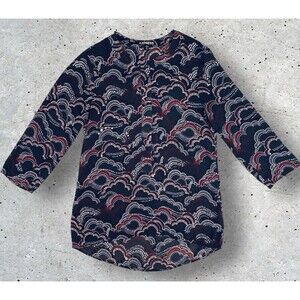 EXPRESS XS Women’s Top Clouds Print Blouse with Hidden Zipper